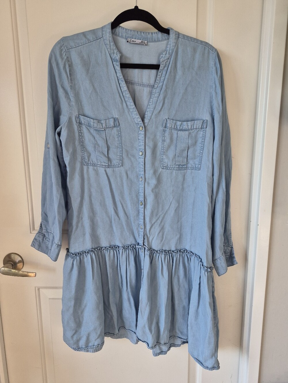 Dex Light Blue Chambray Button-Front Shirtdress Size Medium